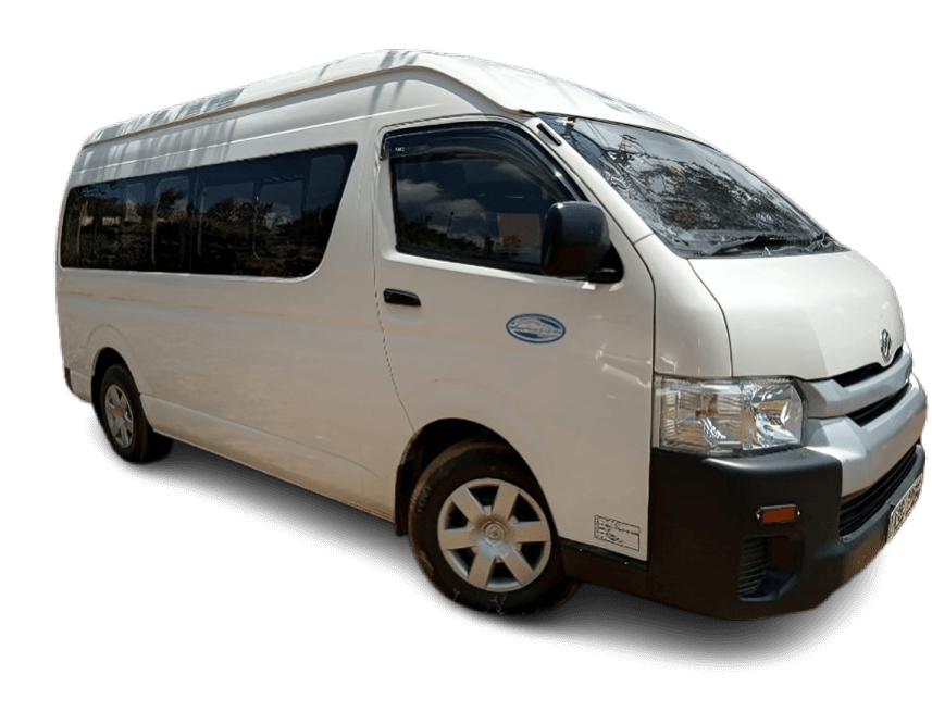 Toyota Hiace 14-Seater for hire in Eldoret – Spacious and reliable van rental for group transport, ideal for airport transfers, corporate travel, and family outings