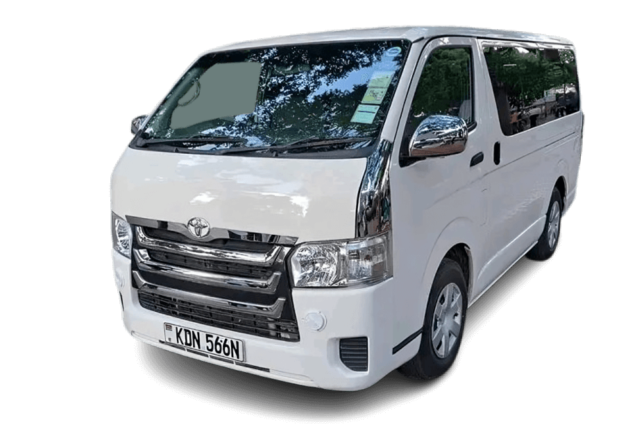 Toyota Hiace 10-Seater Van - Spacious and reliable group transport rental in Eldoret, ideal for airport transfers, business trips, and family travel.